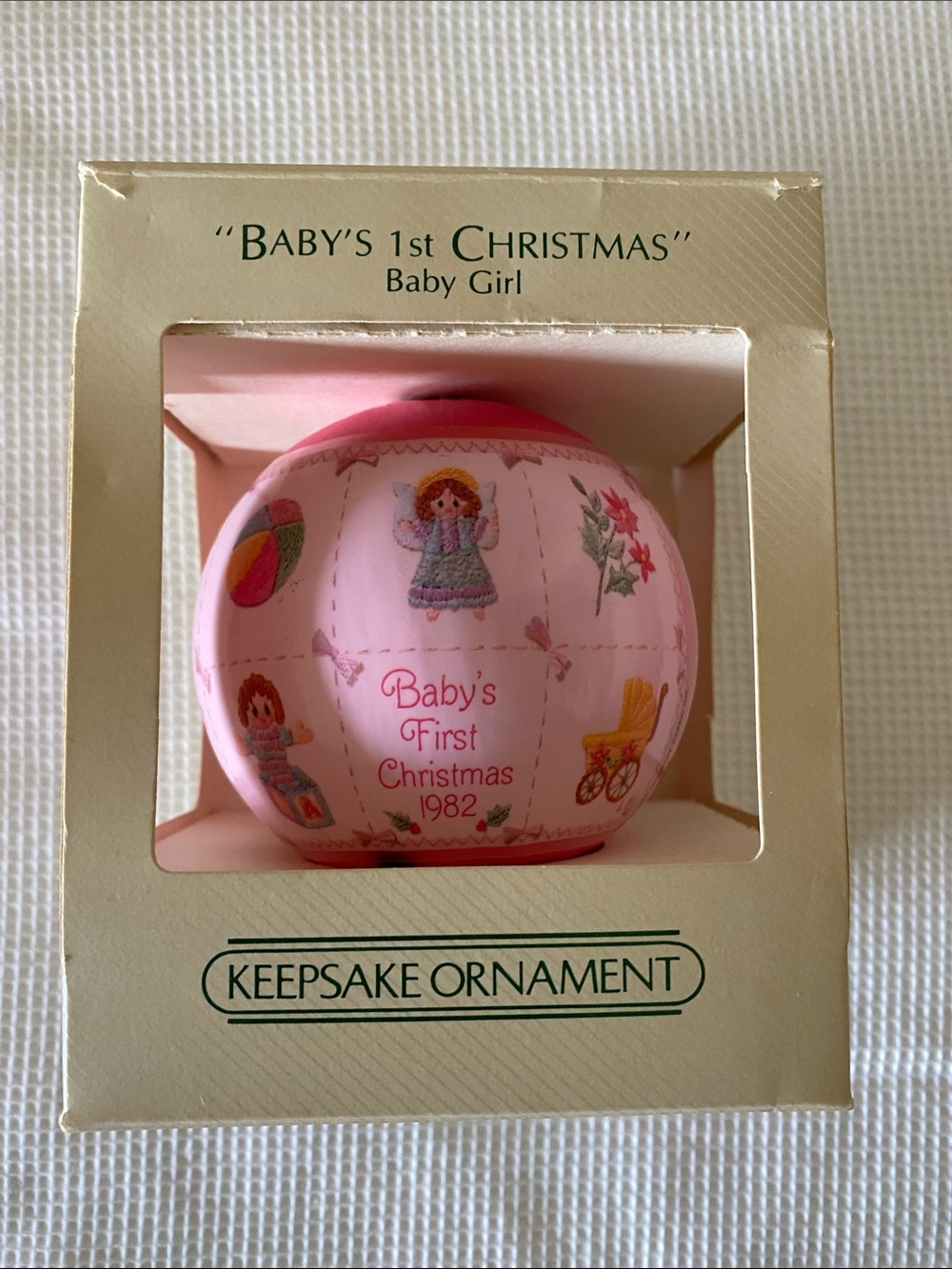 Hallmark 1982 Baby’s 1st Christmas Pink Keepsake Ornament OS - Picture 2 of 10